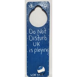Vintage Handmade UK Wildcats Door Hanger “Do Not Disturb” w/ Basketball Ornament